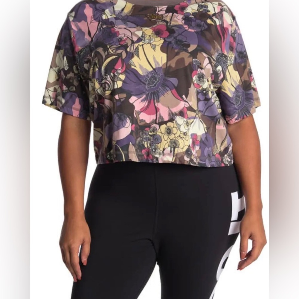 Nike plus vintage floral crop shirt